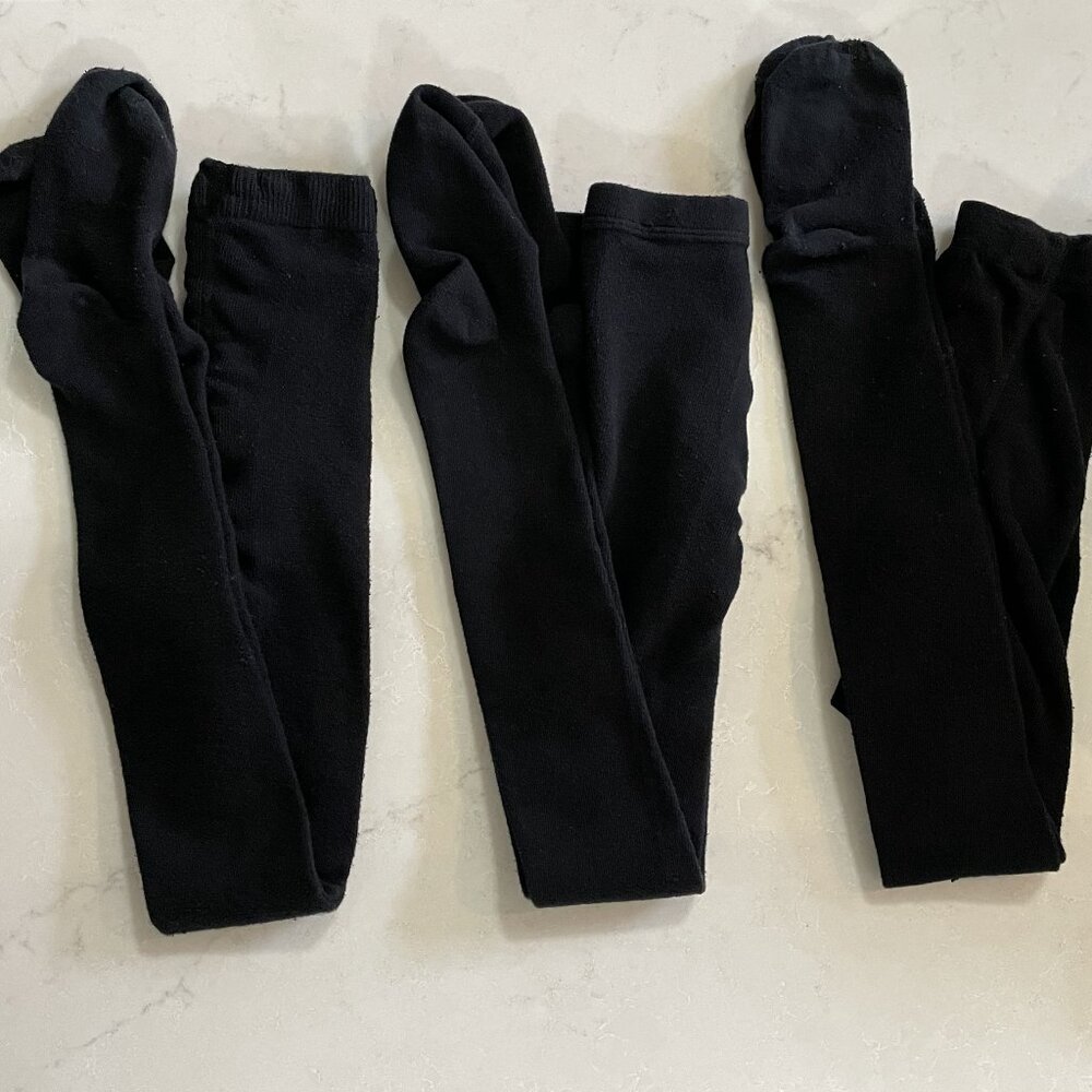 Set of 6 Black Solid Color Girls Tights - Versatile & Comfy!